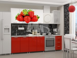 Кухня с фотопечатью ЛДСП Клубника 2000 (Миф)